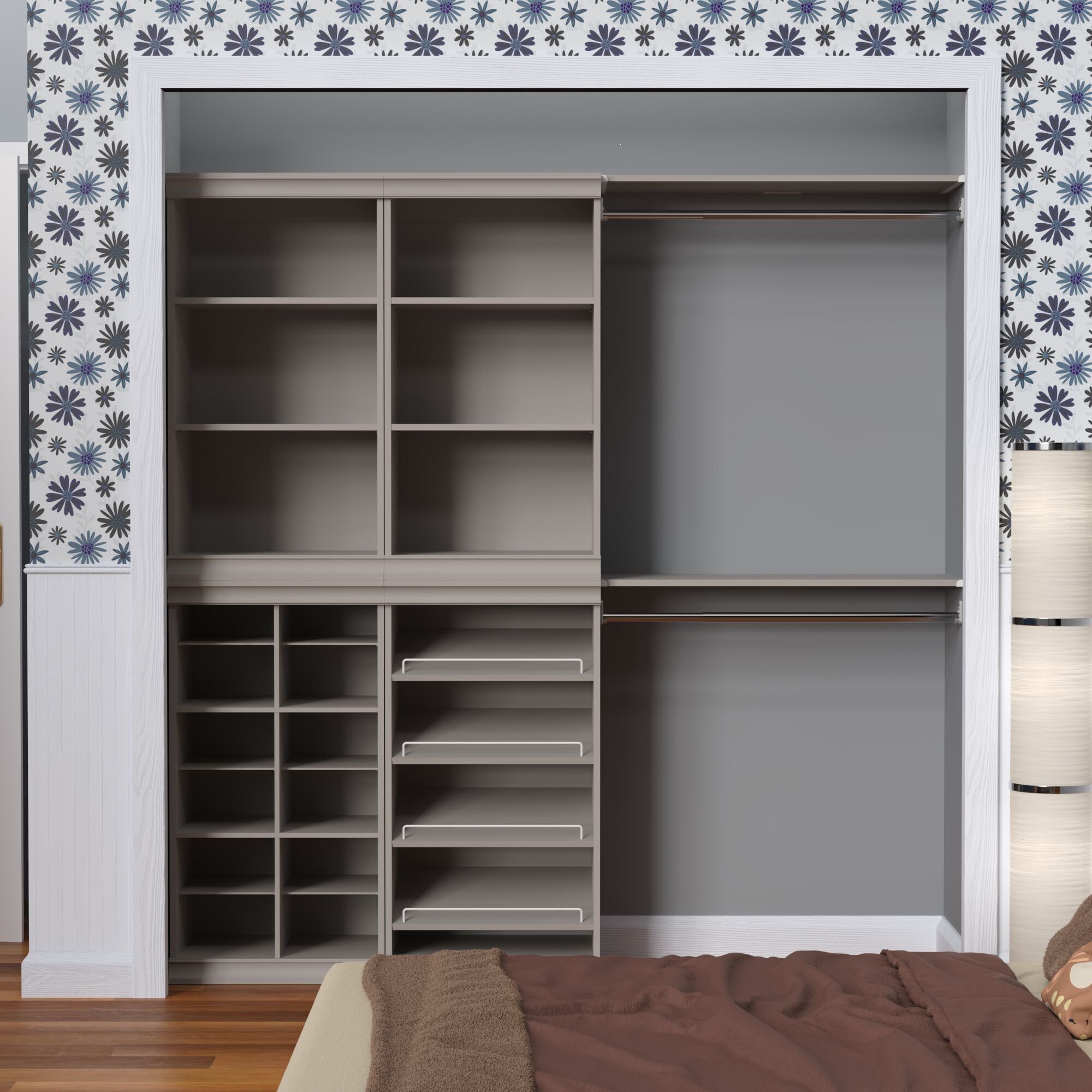 ClosetMaid Modular Storage 6.57-ft to 6.57-ft W Reach-in Tower system Taupe Solid Shelving Wood Closet System one_size in Gray | 10000-04828