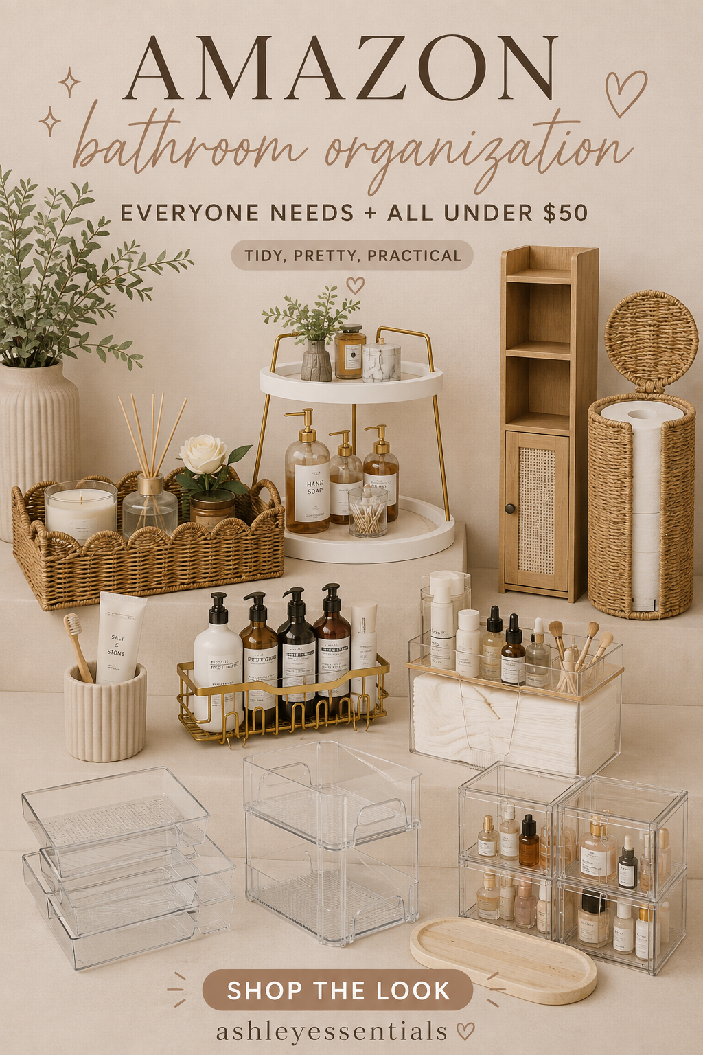 Amazon Bathroom Organization Under $50 | Pretty & Practical Storage Finds