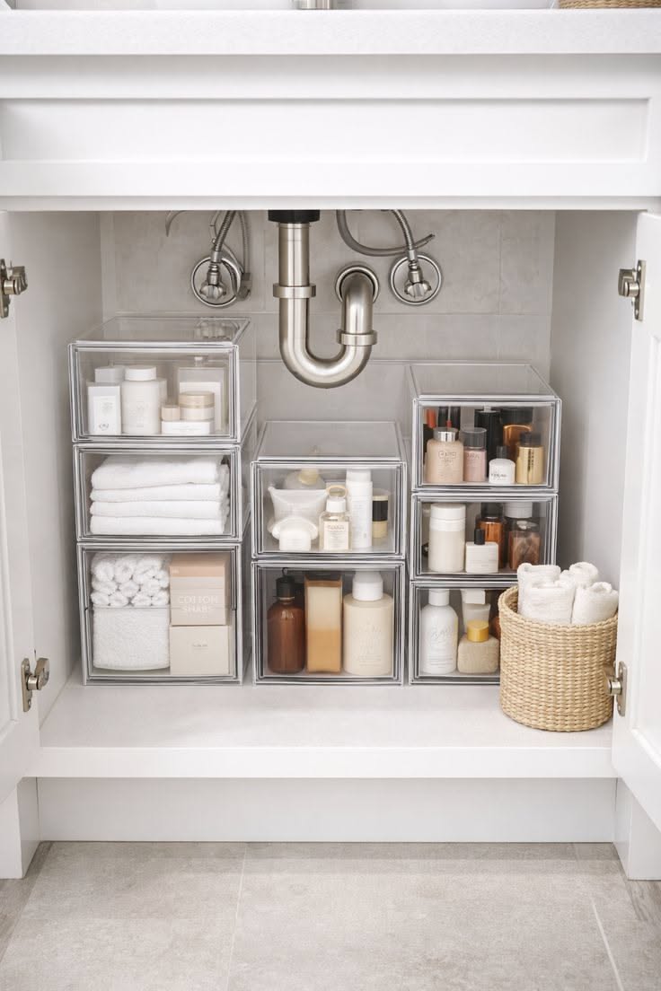Stackable Bathroom Storage Drawers for Small Apartments