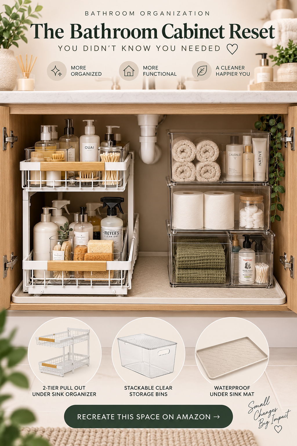 Under Sink Bathroom Organization Ideas | 3 Amazon Finds for a Clutter Free Vanity 🤍