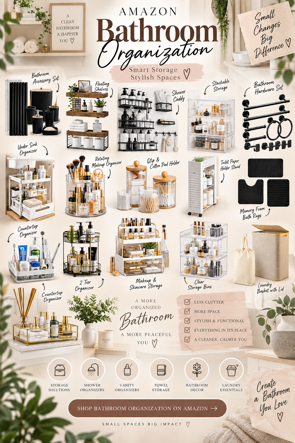 Bathroom Organization Ideas | Amazon Bathroom Storage & Small Bathroom Organization